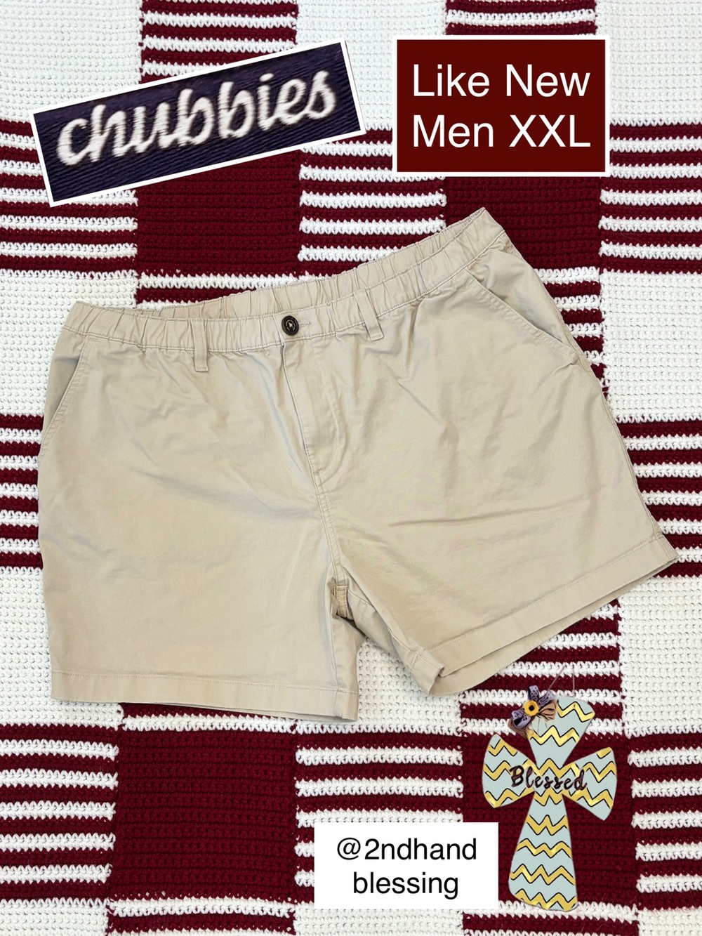 Like New Chubbies Men's Originals Stretch Shorts Sz XXL 40-42, Khaki, 5.5” Flex